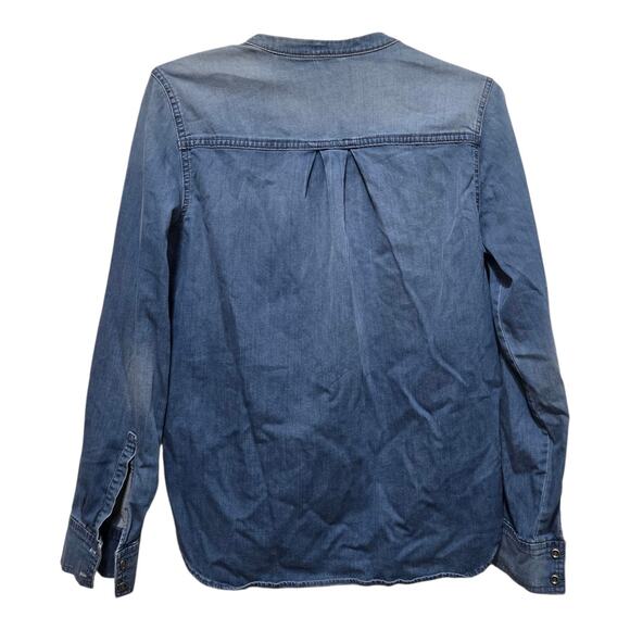 Vince. Top womens size 4 blue chambray popover ombre lightweight blouse - Picture 2 of 8